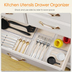 Drawer Organizer, 10 Pack Large Clear Plastic Set, 3 Size Versatile Bathroom and Vanity Organizer Trays, Storage Bins for Makeup, Bedroom, Kitchen Utensils