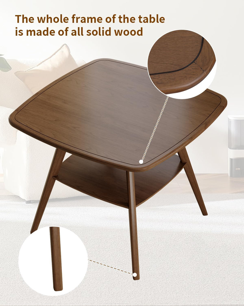 LKTART Small Dinner Table for 2, 29.5" Long Square Solid Wood Dining Tab...