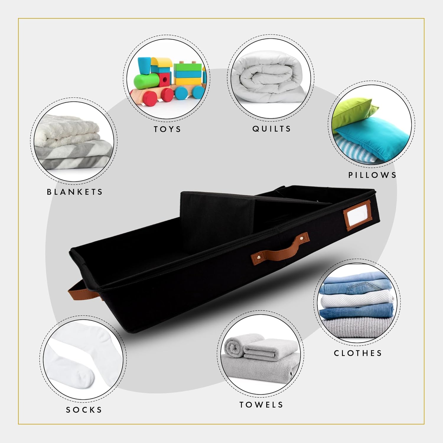 HOMELUX THEORY 2pc Low Profile Under Bed Storage Containers, Thin Under Couch Storage Organizer with Bins & Lids, Underbed Storage Box Ideal for Seasonal Clothes, Blankets, Fabric & Shoes (Black)