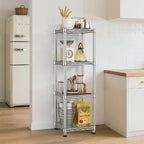 Metal Wire Shelving Unit Storage Shelves 4 Tier Adjustable Shelf Sturdy Steel Rack Standing Units Organizers organize for Laundry Bathroom Kitchen Closet Basement Garage Pantry Narrow Mesh Utility