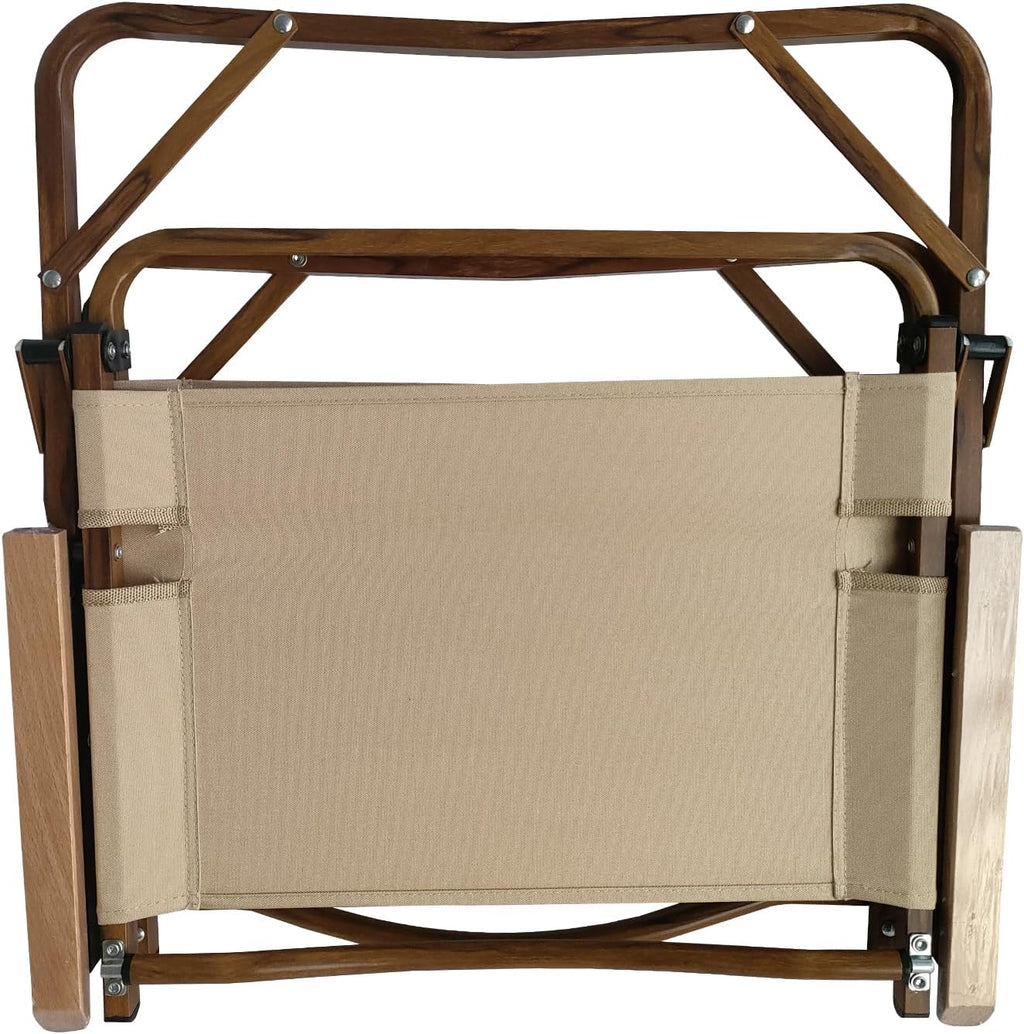 Penau Kids Folding Chair Set, Portable Aluminum Frame, Natural | Set Of 4 Foldable Kids Chairs, Aluminum Frame, Beech Armrests, Canvas Seat, Travel, Patio Use