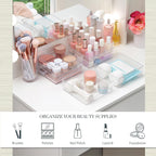 STORi SimpleSort 6-Piece Stackable Clear Drawer Organizer Set | 6" x 6" x 2" Square Trays | Small Makeup Vanity Storage Bins and Office Desk Drawer Dividers | Made in USA