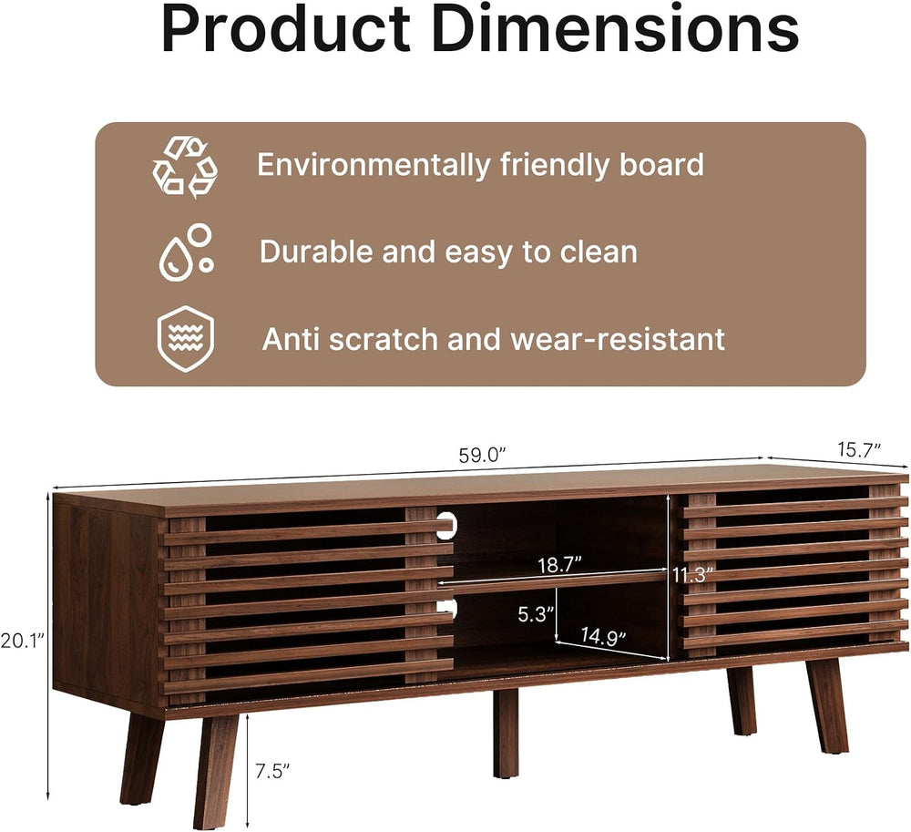 MAISONARIA Mid-Century Modern TV Stand for 50/55/60 inch TV, Retro Entertainm...