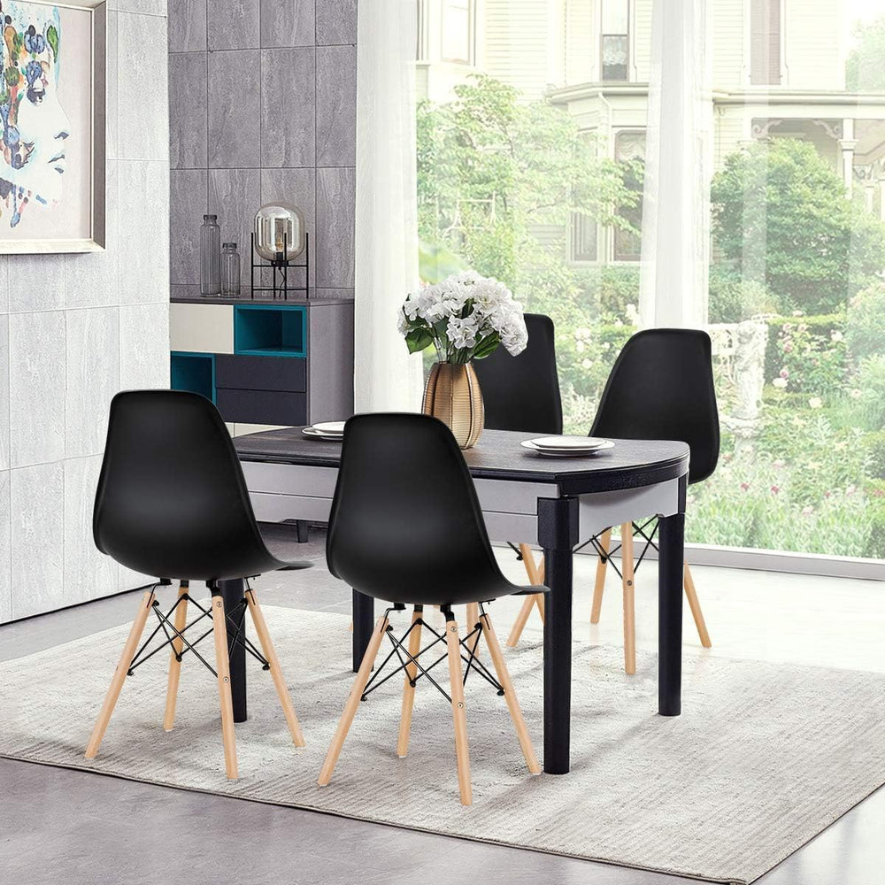 GOFLAME DSW Dining Chairs Set of 4, Shell Plastic Chairs with Wooden Legs, Mo...