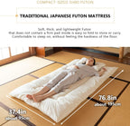 EMOOR Space-Saving Japanese Futon Set (Futon Mattress, Comforter & Pillow) Compact-Twin, Made in Japan, Foldable Floor Sleeping Mattress Shikibuton Tatami Mat Camp Guest-Use