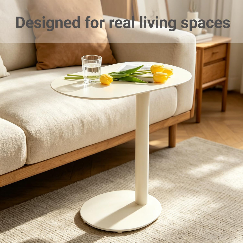 Modern C-Shaped End Table, Small Sofa Side Table Metal Side Table for Couch a...