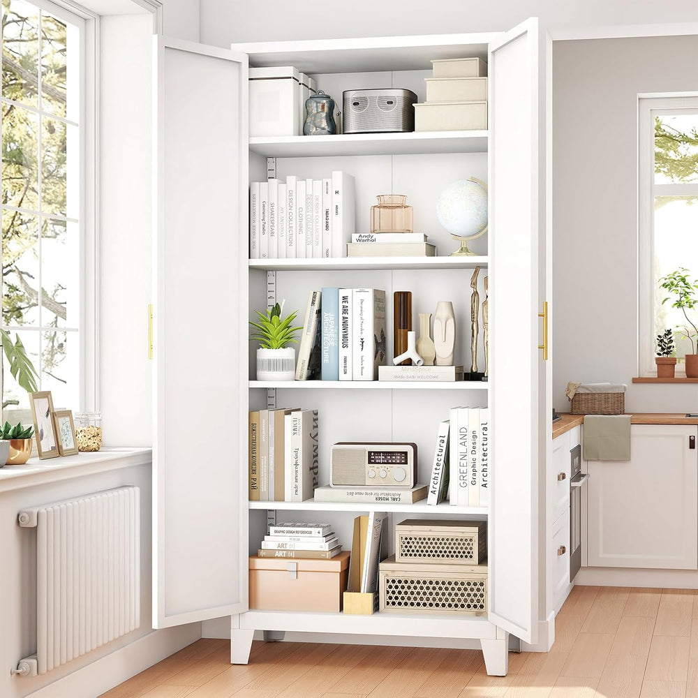 Zevemomo 71'' Tall Metal Pantry Cabinet with 2 Doors, Freestanding Ki...