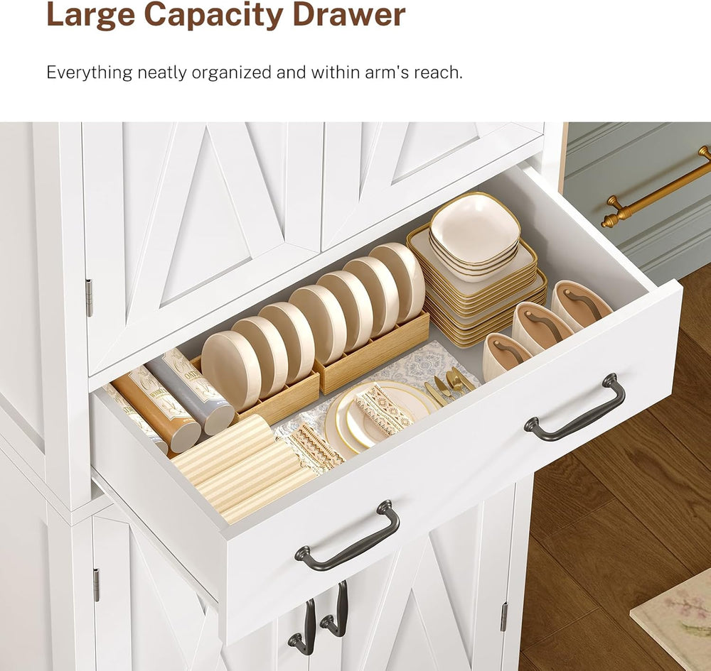 TEENFON Tall Storage Cabinet with 2 Adjustable Shelves & 1 Large Drawer, ...