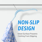 30 Pack Velvet Hangers – Premium Non-Slip Slim Clothes Hangers with 360° Swivel Hook, Space-Saving Flocked Shirt Hangers for Coats, Dresses, Blouses, Suits(Blue)