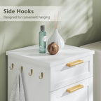 VECELO Tilt Out Laundry Hamper, 35" Bathroom Cabinet with Hidden Removable Basket, 1 Drawer and 4 Side Hooks for Storage, White