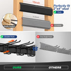 Storaboks Heavy Duty Garage Storage Rack System, Wall Mounted Tool Organizer with 8 Double Hooks, 3 Rails, Garden Yard Tools Hanger for Ski Gears, Broom, Rake, Shovel