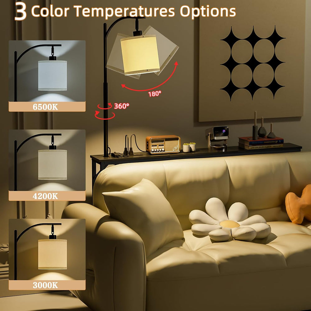 keomaisyto Narrow Console Table with 3-Color Light & Outlet, 31" H S...