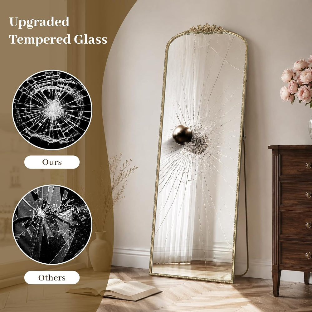HOMECOOKIN Gold Vintage Arched Full Length Mirror, 65"X22" Antique ...