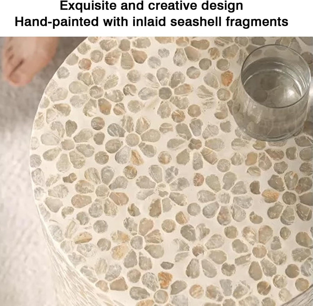 Bedside Side Table, Seashell-Style Side Table, Balcony, Living Room Sofa Corn...