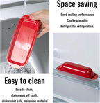 Butter Dish with Lid and Knife, Durable Countertop & Fridge Butter Keeper, BPA-Free Melamine Butter Container, Dishwasher Safe, Fits East/West Coast Butter Sticks (Red)