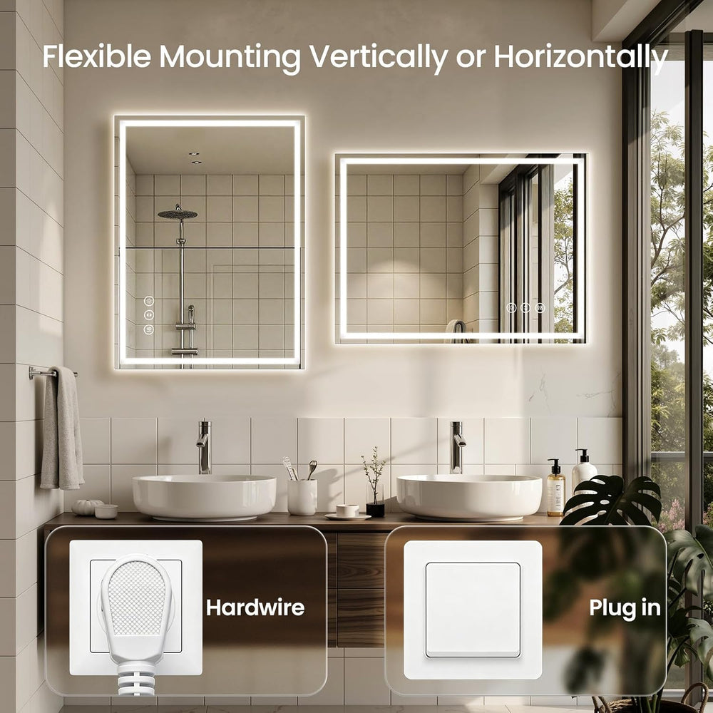 40"x30" LED Bathroom Mirror with Anti-Fog, Backlit & Front Ligh...