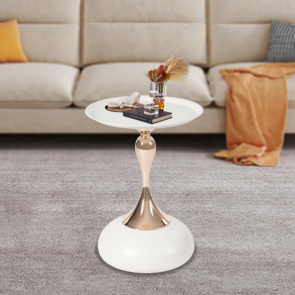 Round Side Table End Table Metal Coffee Table for Living Room, Bedroom 15.74 ...