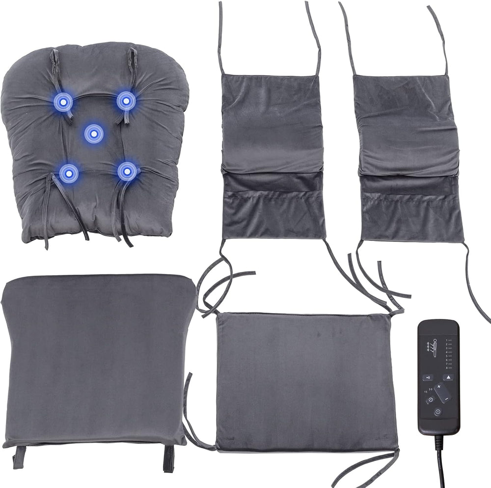 Paddie Dark Grey Massage Glider Rocker Replacement Cushions with Storage Velv...