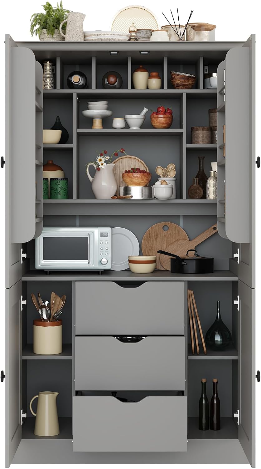 Virubi 42.3x20.0x70.9 inch Freestanding Kitchen Pantry Cabinet, Tall Storage ...