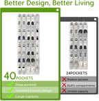 Over the Door Shoe Organizer with 40 Large Breathable Mesh Pockets, Space Saving Shoe Holder, Hanging Shoe Rack for Entryway Bedroom Closet Storage (White, 40 Pockets)
