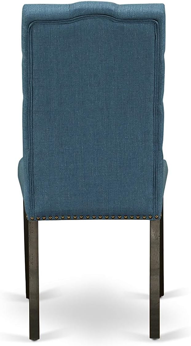 East West Furniture X627EL121-5 5 Piece Dining Table Set for 4 Includes a Rectangle Kitchen Table with X-Legs and 4 Blue Linen Fabric Parson Dining Room Chairs, 40x72 Inch, Multi-Color