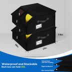 2 Pack Hat Storage for Baseball Caps-Holds Up to 48 Caps, Hat Organizer for Closet Stackable Hat Box with Cardboard, Dustproof Baseball Cap Organizer with 2 Handles for Home Travel (Black, 2Pack)