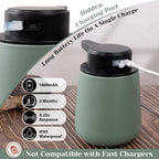INGOFIN Automatic Ceramic Bathroom Accessory Set - 3 Pcs Auto Liquid Soap Dispenser Touchless, Toothbrush Holder & Tray, Smart Electric Bathroom Counter Set for Home, Guest Room, or Office, Green