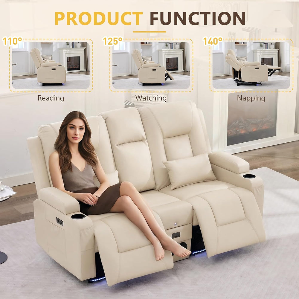 URRED Wall Hugger Power Reclining Loveseat Sofa，Beige：68.1" - 2 Seats | ...