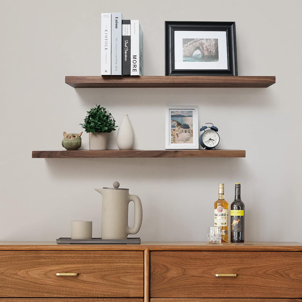 Axeman 36 Inch Solid Walnut Wood Floating Shelves, 6inch Deep Wall Shelves