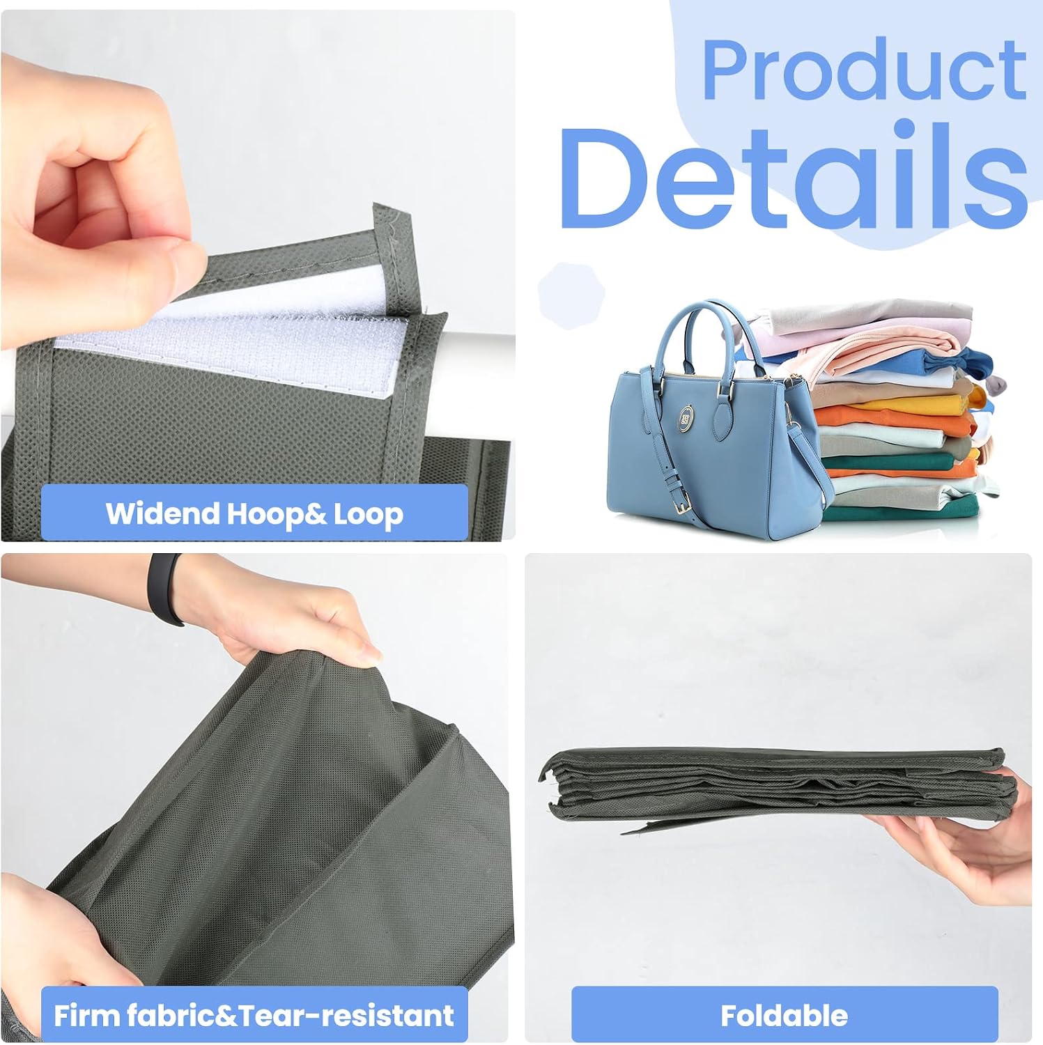 Kenning 4 Pack Hanging Shoe Shelves 10 Shelf Hanging Shoe Organizer Holder for Hats Purses Handbags Closet Space Saving
