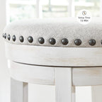 Signature Design by Ashley Valebeck 24" Counter Height Upholstered Swivel Stool, White & Black