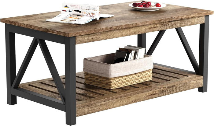 ChooChoo 40" Farmhouse Coffee Table with A-Frame Design for Living Room