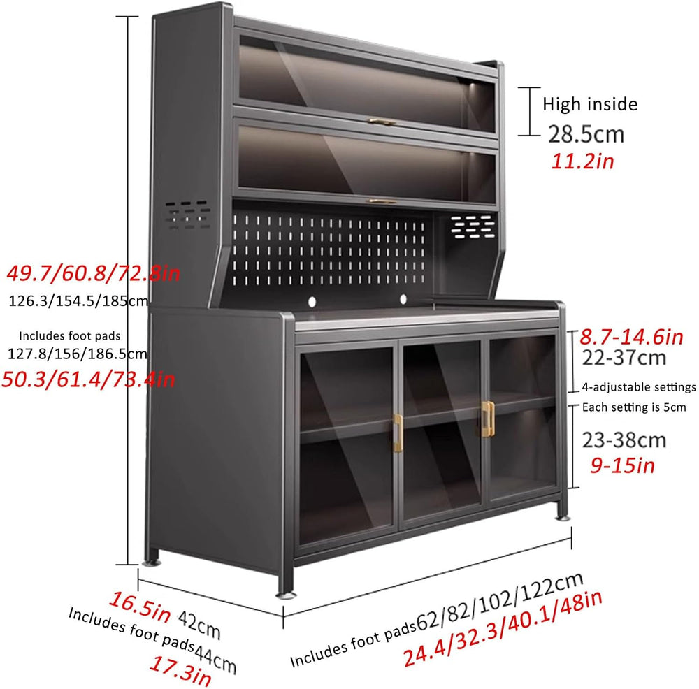 JKGHK Metal Kitchen Pantry Storage Cabinet, Microwave Stand for Kitchens with...