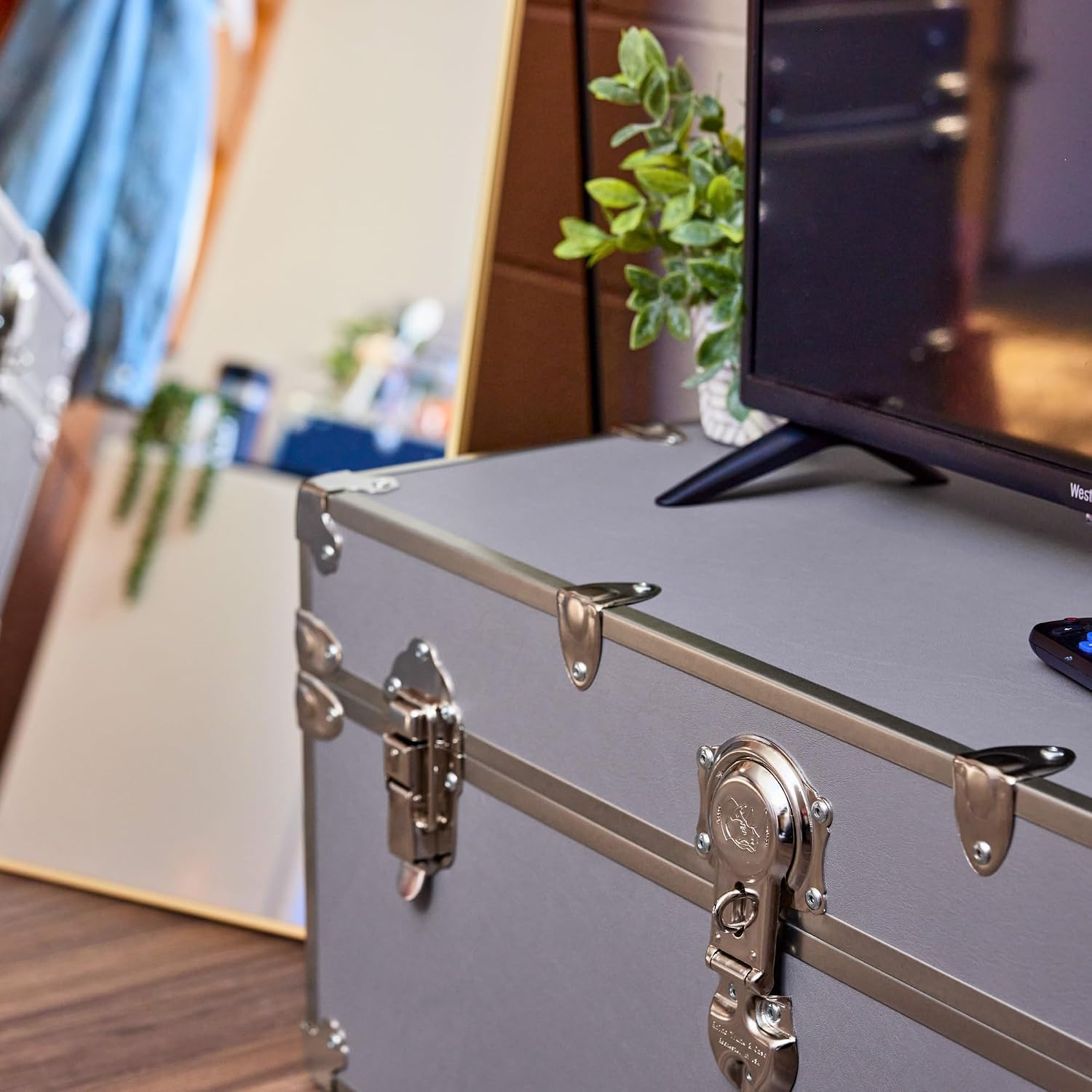 Rhino Classic Camp & College Trunk with Wheels, Footlocker, Dorm Storage | 30"L x 17"W x 13"H, 1500+ lb Capacity, Baltic Birch Plywood, Nickel Plated Steel, Lockable, College Dorm, Summer Camp
