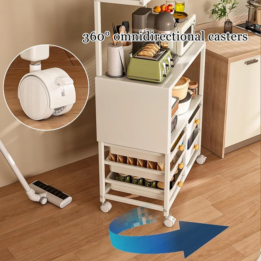 JKGHK Tall Kitchen Storage Cabinet Rack, Pantry Cabinet Storage Cart Sideboar...