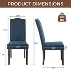 LSSPAID Dining Chairs Set of 4, Modern Comfy Linen Upholstered Parsons Dining Room Chairs with Bronze Nail Head Trim and Brushed Solid Wood Legs, Teal