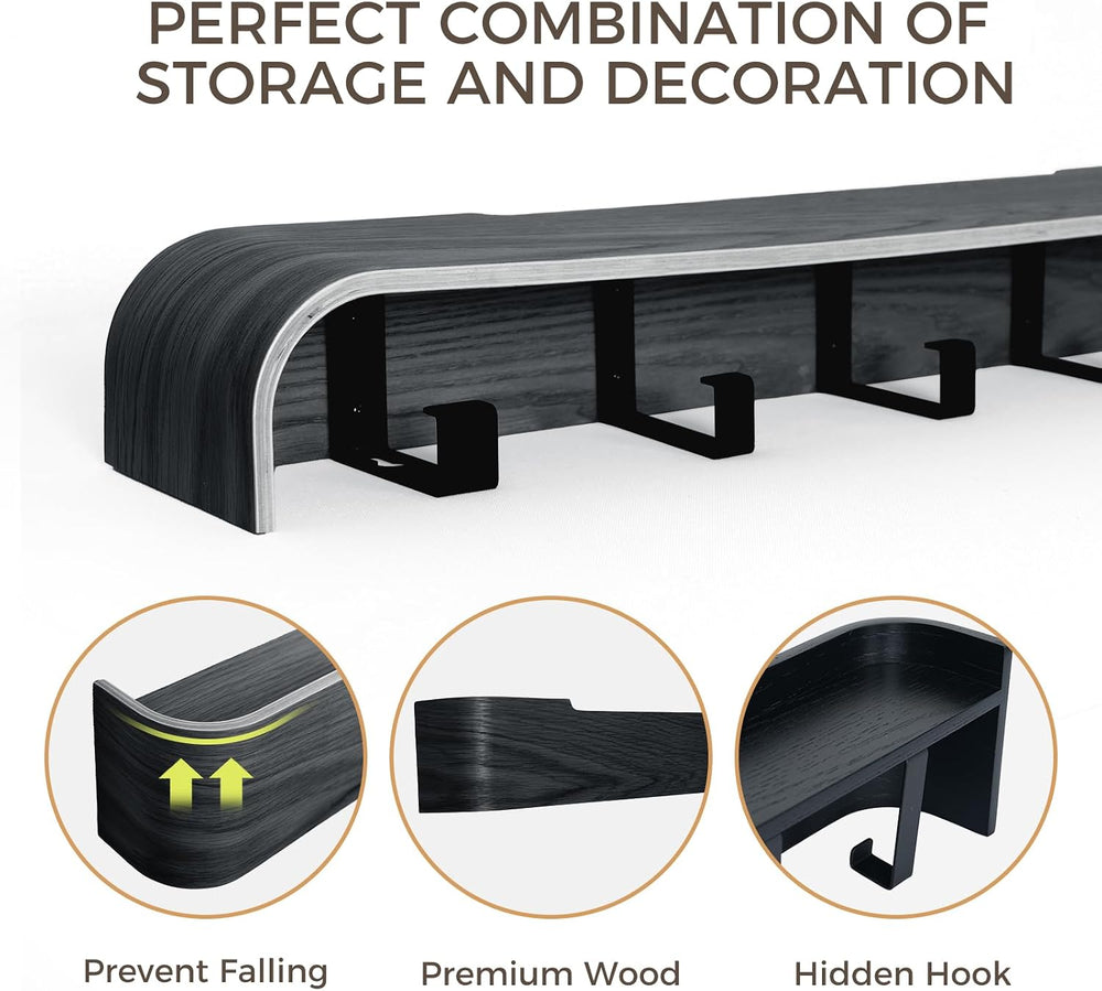 Coat Rack Wall Mount with Shelf Entryway Shelf Modern Key Holder Hanger Wall ...