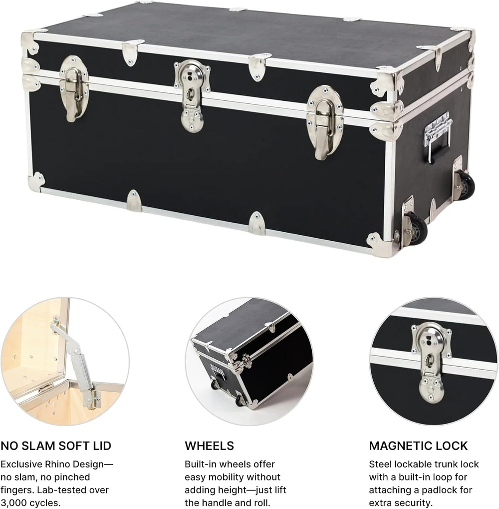 Rhino Large Essential Trunk with Wheels, Camp Footlocker, Dorm Storage | 32&q...