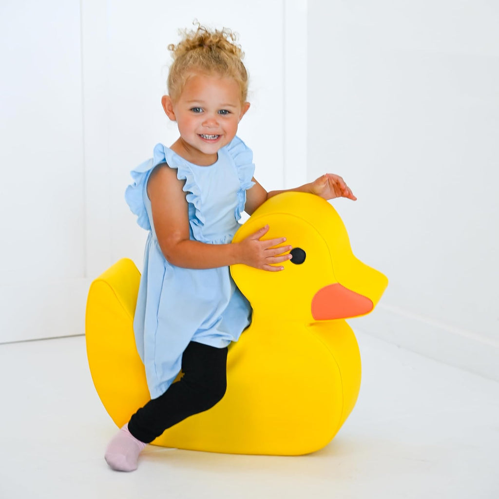 Children's Factory Disco the Duck Rocker, Yellow Foam Kids Stool, Toddler Soft Seating Chair for Daycare, Preschool and Home, Lightweight and Easy to Clean, Little Explorers Collection