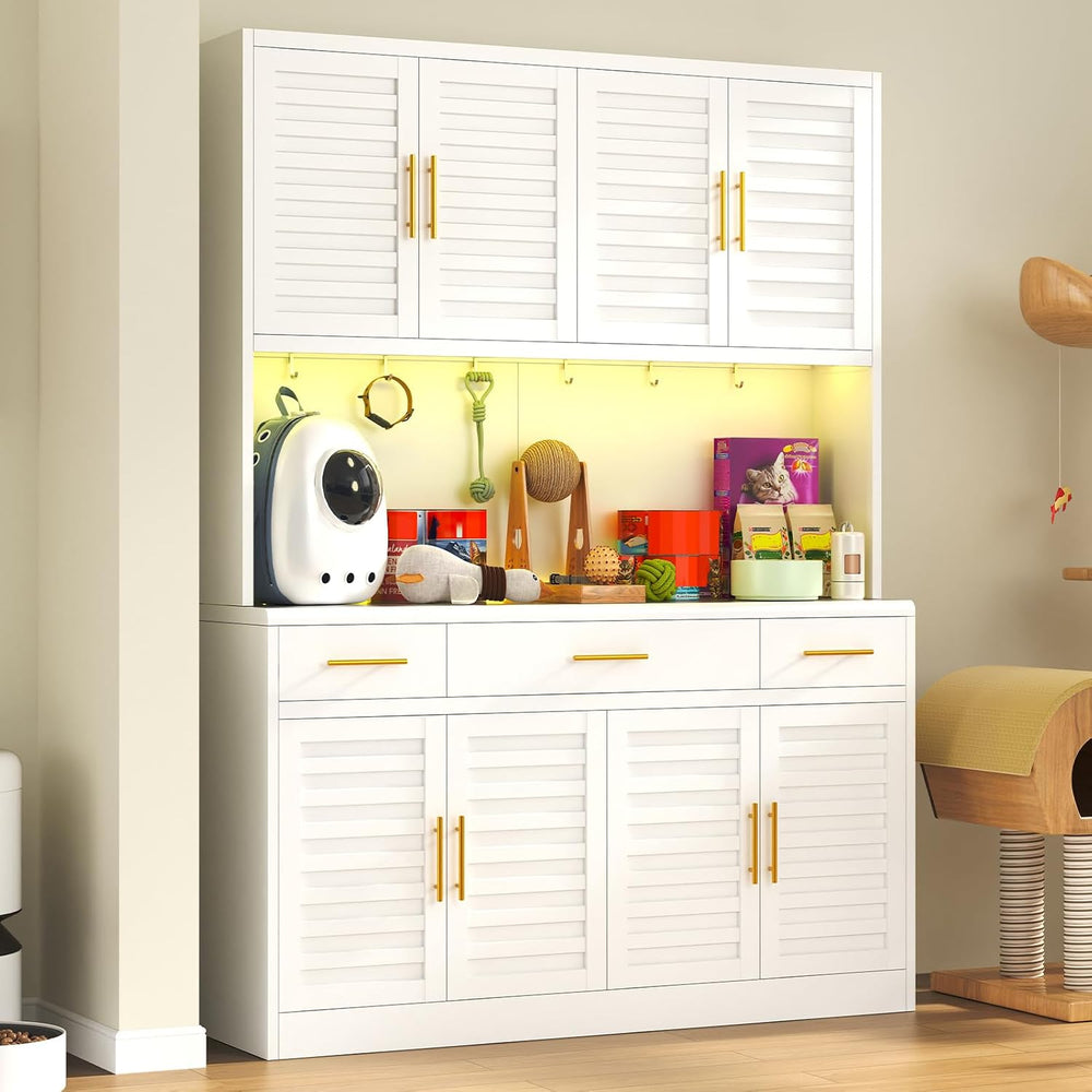 71" Tall Kitchen Pantry Cabinet, Metal Storage Cabinet, with 8 Doors &am...