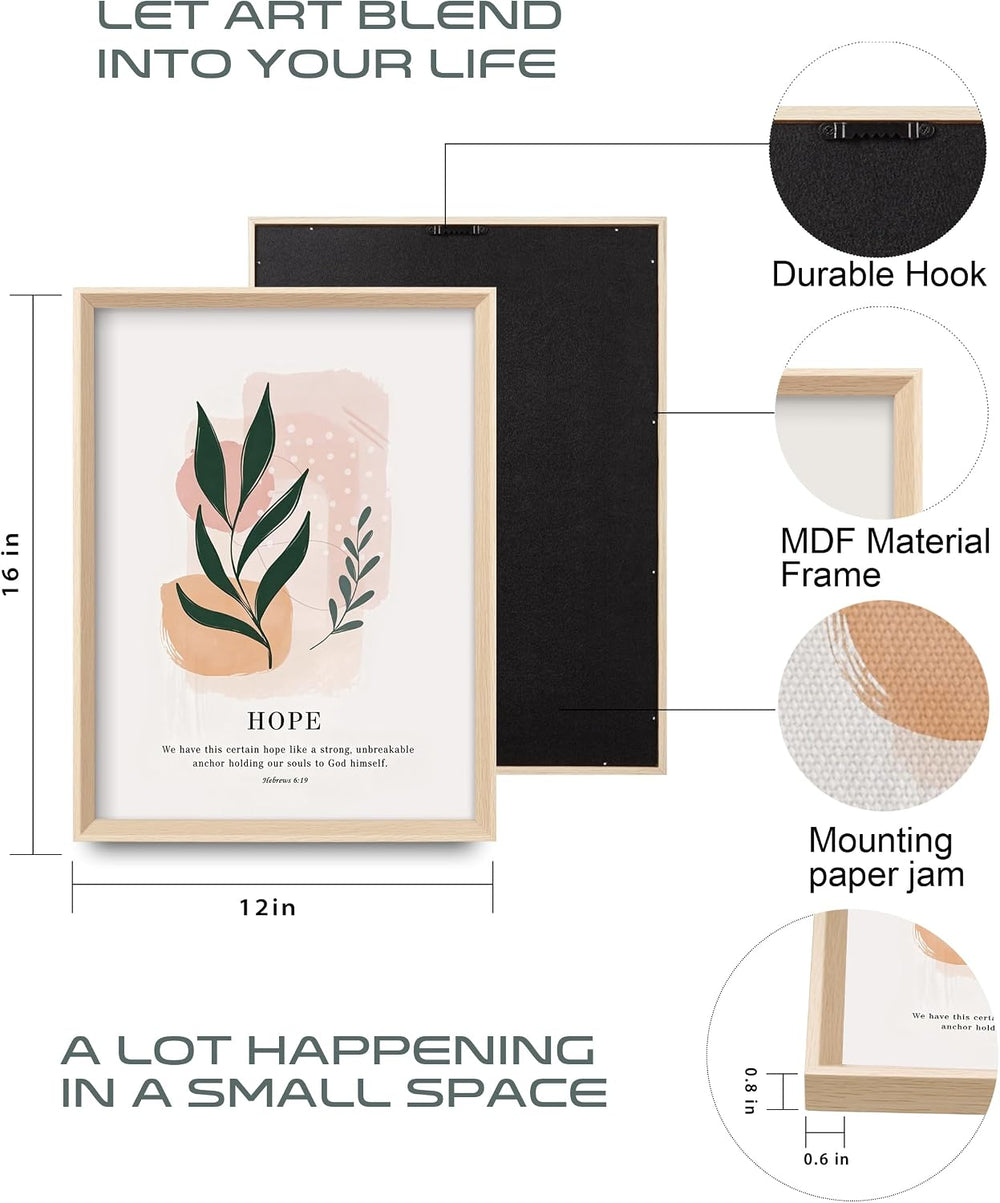 HesenDot Faith Hope Love Framed Wall Art,12x16IN High Wood Frame Design