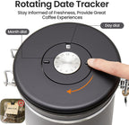 Veken Coffee Canister, Airtight Stainless Steel Kitchen Food Storage Container with Date Tracker and Scoop for Grounds Coffee, Beans, Tea, Flour, Cereal, Sugar, 22OZ, Gray