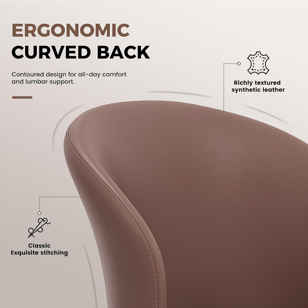 Modern Curved Back Dining Chairs Set of 6, Faux Leather Upholstered Accent Ch...