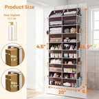 Over the Door Organizer 5 Tiers, Extra Large Behind Door Storage of 10 Compartments, 80 lbs Weight Capacity Over Door Organizer, Door Hanging Organizer for Closet, Diaper Organizer (Brown)