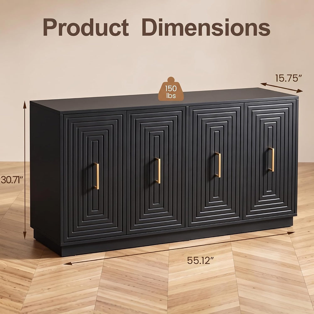 RoyalCraft Buffet Cabinet with Storage, Modern Fluted Sideboard