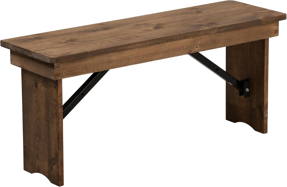 Merrick Lane Tinsley 40" x 12" Antique Rustic Solid Pine Folding Fa...