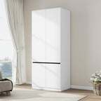 Bedroom Armoire Wardrobe Closet with 2 Doors: 75" White Wardrobe Cabinet for Clothes, Wooden Closet with Hanging Rod, Modern Armoire with Shelves (1)