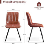 Dining Chairs Set of 4, Modern Dining Chairs with Thick Cushions, PU Leather Upholstered Kitchen Dining Room Chairs with Metal Legs for Dining Living Room (Reddish Brown)