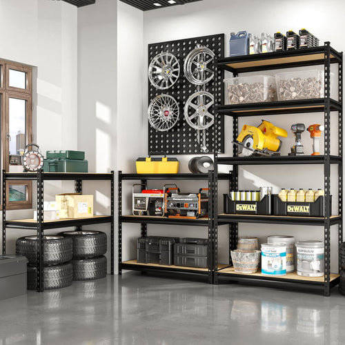 36" W Father&I 5-Shelf-Rack Industrial Metal Shelves Steel Utility Garage/Kitchen Storage Stand Shelving Units Adjustable Heavy-Duty Organizer for Shed/Closet/Pantry/Tote 72" H*36W*16D, Black