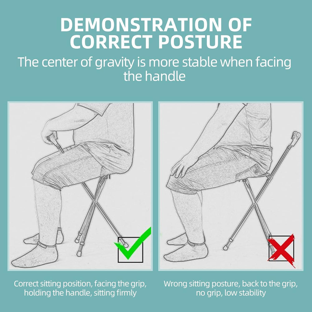 Yayayo Hold 440 lbs Folding Canes with Seat Walking Stick Height Adjustment C...